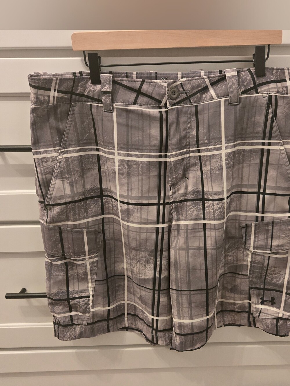 Mens Under Armour Gray Plaid Golf Shortd
